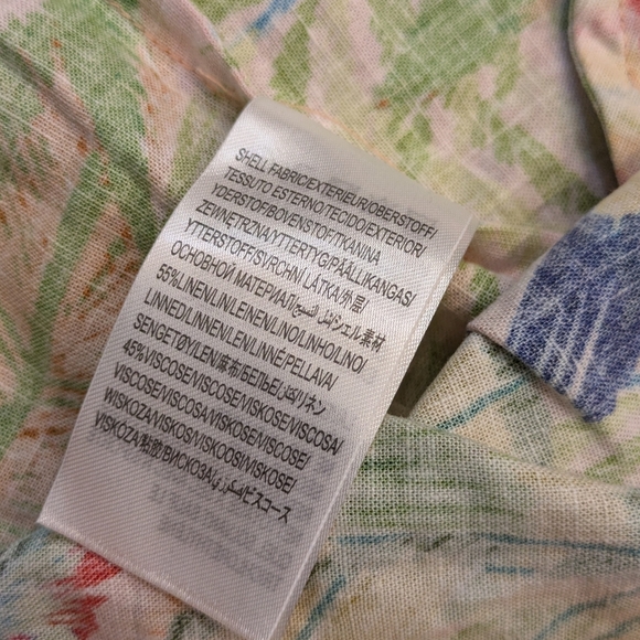 Farm Rio Macaw Leaves Cutout Waist Linen Blend Mini Dress Size M - Picture 6 of 14